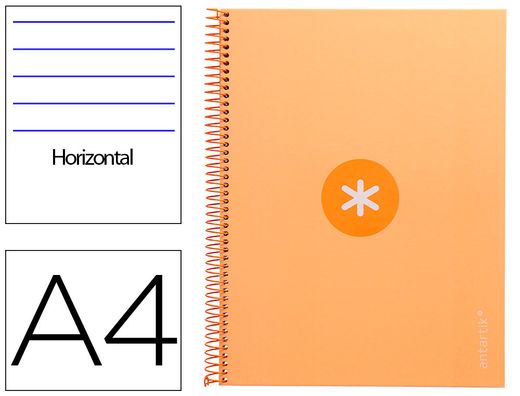 Cuaderno espiral liderpapel a4 micro antartik tapa forrada80h 90 gr horizontal 1 banda 4 taladros color amarillo clar
