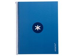 Cuaderno espiral liderpapel a4 micro antartik tapa forrada80h 90 gr horizontal 1 banda 4 taladros color azul oscuro