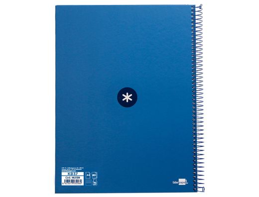 Cuaderno espiral liderpapel a4 micro antartik tapa forrada80h 90 gr horizontal 1 banda 4 taladros color azul oscuro