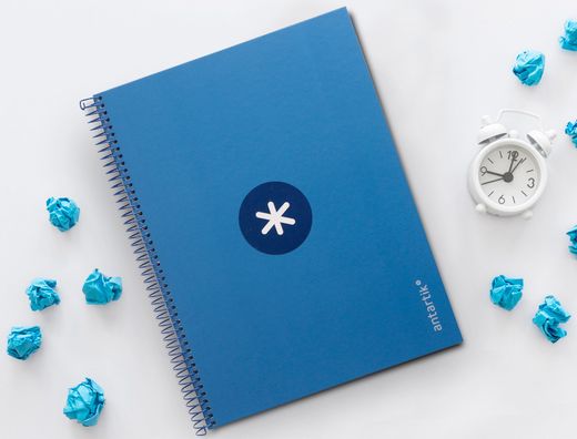 Cuaderno espiral liderpapel a4 micro antartik tapa forrada80h 90 gr horizontal 1 banda 4 taladros color azul oscuro