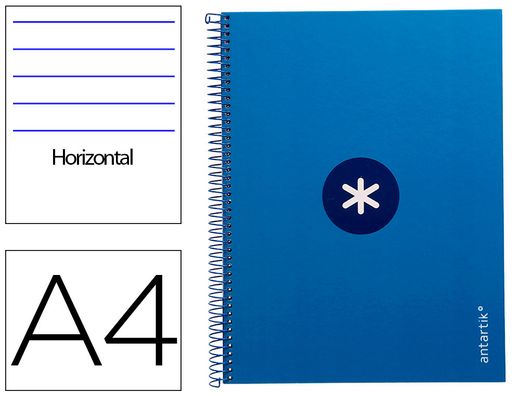 Cuaderno espiral liderpapel a4 micro antartik tapa forrada80h 90 gr horizontal 1 banda 4 taladros color azul oscuro