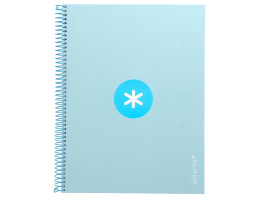 Cuaderno espiral liderpapel a4 micro antartik tapa forrada80h 90 gr horizontal 1 banda 4 taladros color celeste
