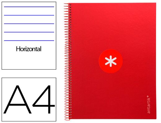 Cuaderno espiral liderpapel a4 micro antartik tapa forrada80h 90 gr horizontal 1 banda 4 taladros color frambuesa