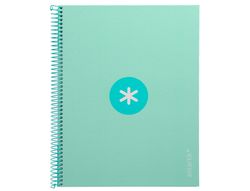 Cuaderno espiral liderpapel a4 micro antartik tapa forrada80h 90 gr horizontal 1 banda 4 taladros color menta