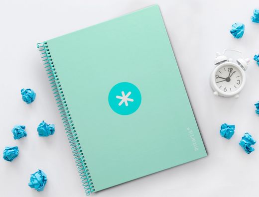 Cuaderno espiral liderpapel a4 micro antartik tapa forrada80h 90 gr horizontal 1 banda 4 taladros color menta