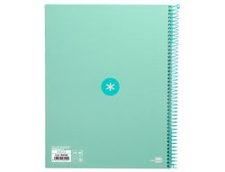 Cuaderno espiral liderpapel a4 micro antartik tapa forrada80h 90 gr horizontal 1 banda 4 taladros color menta