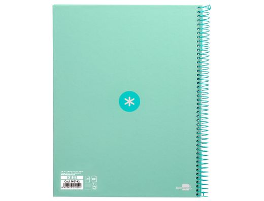 Cuaderno espiral liderpapel a4 micro antartik tapa forrada80h 90 gr horizontal 1 banda 4 taladros color menta