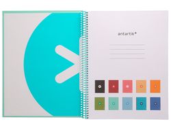 Cuaderno espiral liderpapel a4 micro antartik tapa forrada80h 90 gr horizontal 1 banda 4 taladros color menta
