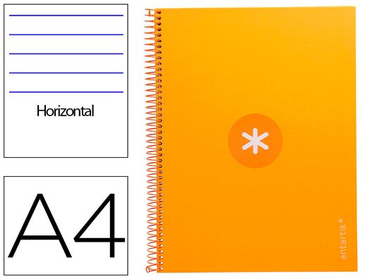 Cuaderno espiral liderpapel a4 micro antartik tapa forrada80h 90 gr horizontal 1 banda 4 taladros color mostaza