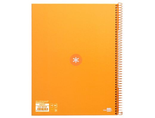 Cuaderno espiral liderpapel a4 micro antartik tapa forrada80h 90 gr horizontal 1 banda 4 taladros color mostaza