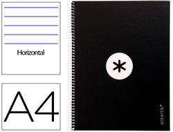 Cuaderno espiral liderpapel a4 micro antartik tapa forrada80h 90 gr horizontal 1 banda 4 taladros color negro