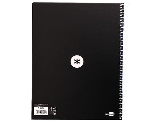 Cuaderno espiral liderpapel a4 micro antartik tapa forrada80h 90 gr horizontal 1 banda 4 taladros color negro