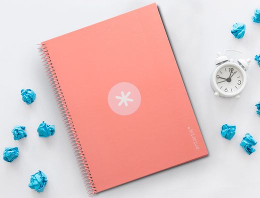 Cuaderno espiral liderpapel a4 micro antartik tapa forrada80h 90 gr horizontal 1 banda 4 taladros color rosa claro