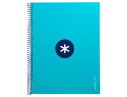 Cuaderno espiral liderpapel a4 micro antartik tapa forrada80h 90 gr horizontal 1 banda 4 taladros color turquesa