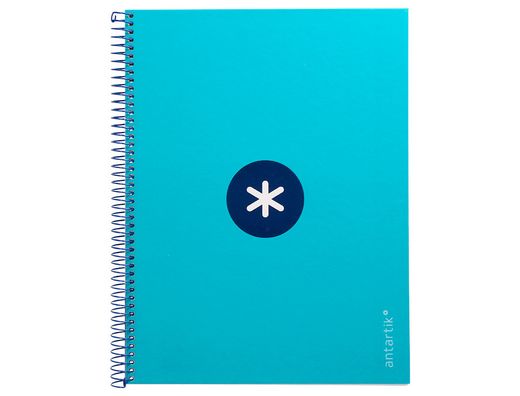 Cuaderno espiral liderpapel a4 micro antartik tapa forrada80h 90 gr horizontal 1 banda 4 taladros color turquesa
