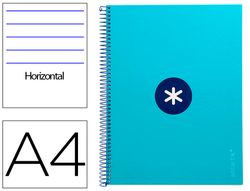 Cuaderno espiral liderpapel a4 micro antartik tapa forrada80h 90 gr horizontal 1 banda 4 taladros color turquesa