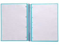 Cuaderno espiral liderpapel a4 micro antartik tapa forrada80h 90 gr horizontal 1 banda 4 taladros color turquesa