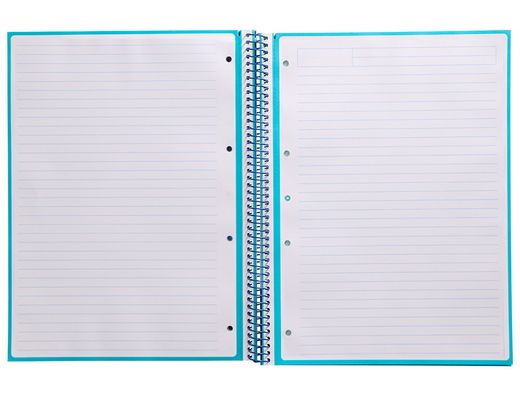 Cuaderno espiral liderpapel a4 micro antartik tapa forrada80h 90 gr horizontal 1 banda 4 taladros color turquesa