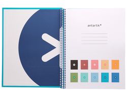 Cuaderno espiral liderpapel a4 micro antartik tapa forrada80h 90 gr horizontal 1 banda 4 taladros color turquesa