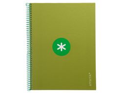 Cuaderno espiral liderpapel a4 micro antartik tapa forrada80h 90 gr horizontal 1 banda 4 taladros color verde
