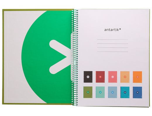 Cuaderno espiral liderpapel a4 micro antartik tapa forrada80h 90 gr horizontal 1 banda 4 taladros color verde