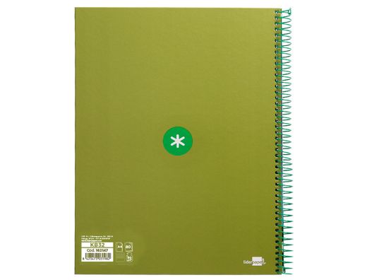 Cuaderno espiral liderpapel a4 micro antartik tapa forrada80h 90 gr horizontal 1 banda 4 taladros color verde