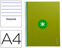 Cuaderno espiral liderpapel a4 micro antartik tapa forrada80h 90 gr horizontal 1 banda 4 taladros color verde