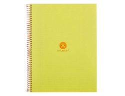 Cuaderno espiral liderpapel a4 micro antartik tapa forrada80h 90 gr rayado puntos 1 banda 4 taladros amarillo