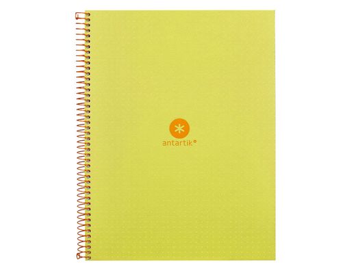 Cuaderno espiral liderpapel a4 micro antartik tapa forrada80h 90 gr rayado puntos 1 banda 4 taladros amarillo