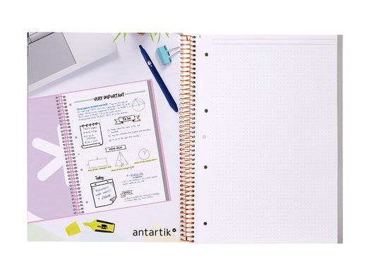 Cuaderno espiral liderpapel a4 micro antartik tapa forrada80h 90 gr rayado puntos 1 banda 4 taladros amarillo