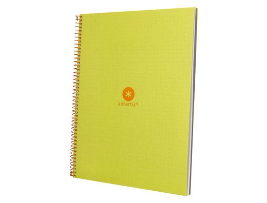 Cuaderno espiral liderpapel a4 micro antartik tapa forrada80h 90 gr rayado puntos 1 banda 4 taladros amarillo