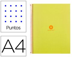 Cuaderno espiral liderpapel a4 micro antartik tapa forrada80h 90 gr rayado puntos 1 banda 4 taladros amarillo