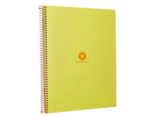 Cuaderno espiral liderpapel a4 micro antartik tapa forrada80h 90 gr rayado puntos 1 banda 4 taladros amarillo