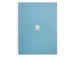 Cuaderno espiral liderpapel a4 micro antartik tapa forrada80h 90 gr rayado puntos 1 banda 4 taladros celeste