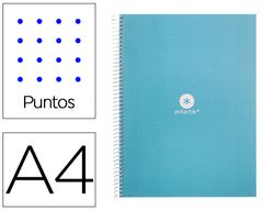 Cuaderno espiral liderpapel a4 micro antartik tapa forrada80h 90 gr rayado puntos 1 banda 4 taladros celeste