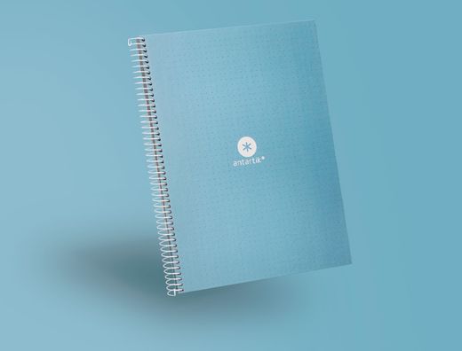 Cuaderno espiral liderpapel a4 micro antartik tapa forrada80h 90 gr rayado puntos 1 banda 4 taladros celeste