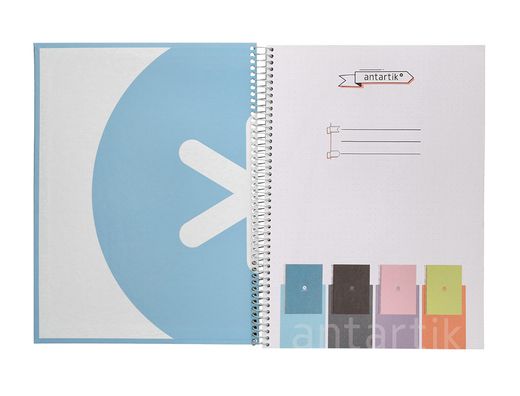 Cuaderno espiral liderpapel a4 micro antartik tapa forrada80h 90 gr rayado puntos 1 banda 4 taladros celeste