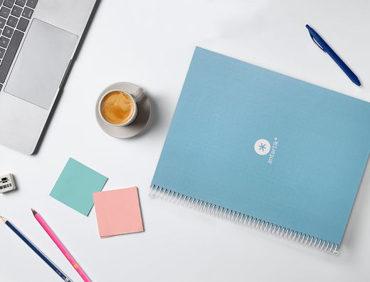 Cuaderno espiral liderpapel a4 micro antartik tapa forrada80h 90 gr rayado puntos 1 banda 4 taladros celeste