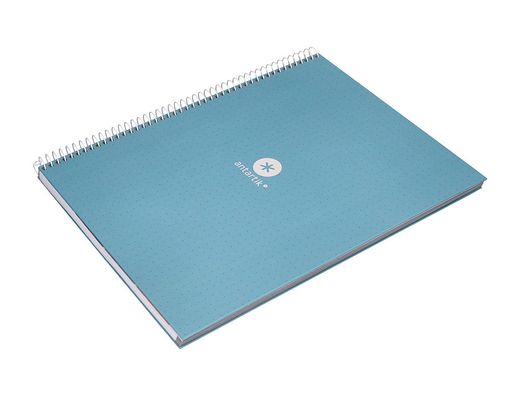 Cuaderno espiral liderpapel a4 micro antartik tapa forrada80h 90 gr rayado puntos 1 banda 4 taladros celeste