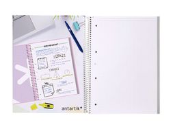 Cuaderno espiral liderpapel a4 micro antartik tapa forrada80h 90 gr rayado puntos 1 banda 4 taladros celeste