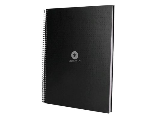 Cuaderno espiral liderpapel a4 micro antartik tapa forrada80h 90 gr rayado puntos 1 banda 4 taladros negro