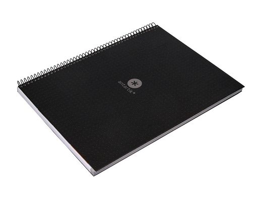 Cuaderno espiral liderpapel a4 micro antartik tapa forrada80h 90 gr rayado puntos 1 banda 4 taladros negro