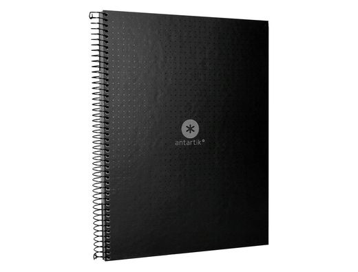 Cuaderno espiral liderpapel a4 micro antartik tapa forrada80h 90 gr rayado puntos 1 banda 4 taladros negro