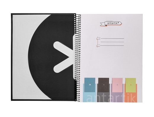 Cuaderno espiral liderpapel a4 micro antartik tapa forrada80h 90 gr rayado puntos 1 banda 4 taladros negro