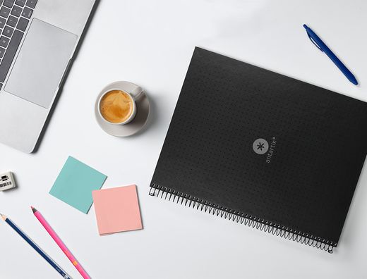 Cuaderno espiral liderpapel a4 micro antartik tapa forrada80h 90 gr rayado puntos 1 banda 4 taladros negro