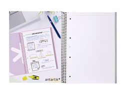 Cuaderno espiral liderpapel a4 micro antartik tapa forrada80h 90 gr rayado puntos 1 banda 4 taladros negro
