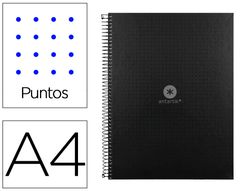 Cuaderno espiral liderpapel a4 micro antartik tapa forrada80h 90 gr rayado puntos 1 banda 4 taladros negro