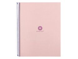 Cuaderno espiral liderpapel a4 micro antartik tapa forrada80h 90 gr rayado puntos 1 banda 4 taladros rosa