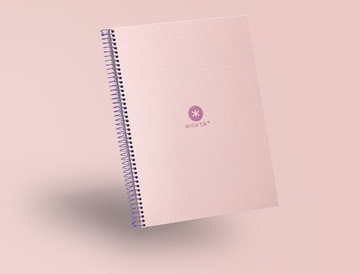 Cuaderno espiral liderpapel a4 micro antartik tapa forrada80h 90 gr rayado puntos 1 banda 4 taladros rosa