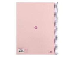 Cuaderno espiral liderpapel a4 micro antartik tapa forrada80h 90 gr rayado puntos 1 banda 4 taladros rosa